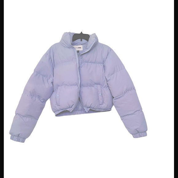 Looking Brand New Cropped Puffer Jacket- Light Blue - Picture 4 of 8